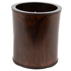 A Chinese hardwood brush pot