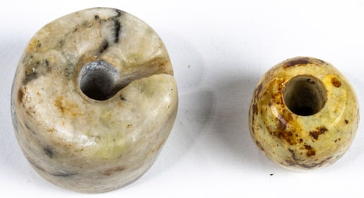 (lot of 2) Chinese archaistic stone beads