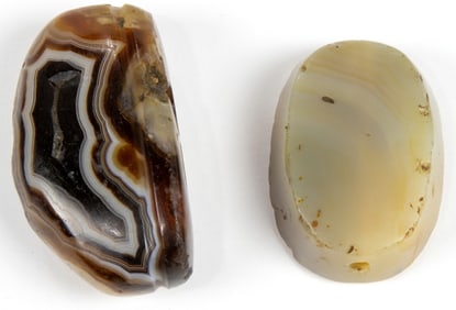 (lot of 2) Central Asian banded agate beads