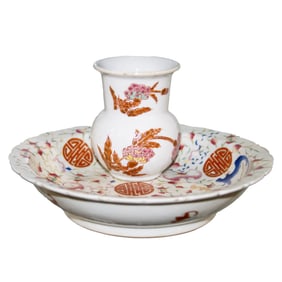 (lot of 2) Chinese famille rose objects