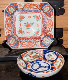 (lot of 2) Imari dish and bowl