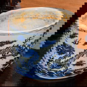 A Chinese blue and white dragon censer