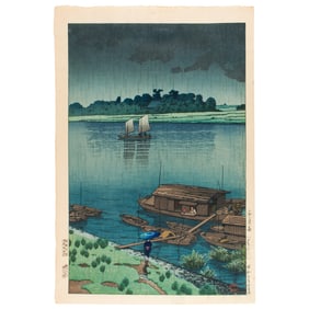 Kawase Hasui (1883-1957) - Early summer rain at Arakawa