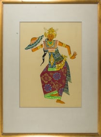 (lot of 9) Balinese dancer paintings