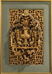 A Chinese gilt lacquered panel