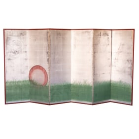A Japanese six-panel folding screen