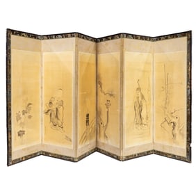 A Japanese six-panel folding screen