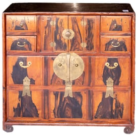 A Korean persimmon wood tansu