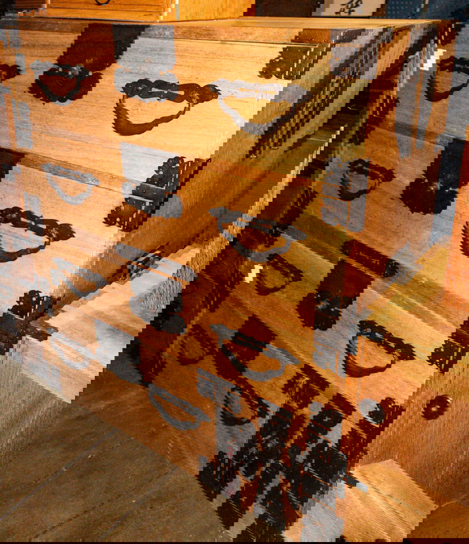 A Japanese kiri wood two-section tansu (1 of 1)