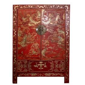 A large Chinese gilt lacquered cabinet