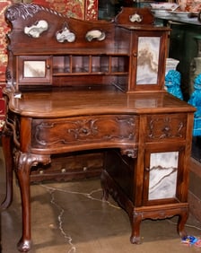 A Chinese export two-part rosewood desk