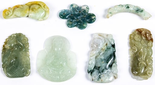 (lot of 7) Chinese jadeite pendants