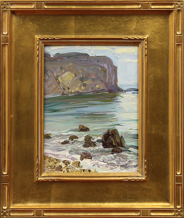 Tim Solliday, Painting, Point Conception: Tim Solliday (Californian, 1952), Point Conception, oil on board, signed lower left, board: 12"h x 9"w, overall (with frame): 19.5"h x 16.5"w