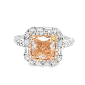 Lab Fancy Brownish Pink Diamond and 18k Gold Ring