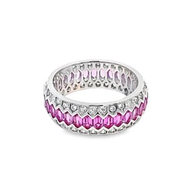 Lab Ruby and Diamond Band Ring