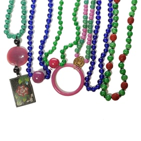 Group of 6 Peking Glass Necklaces, 20th Century