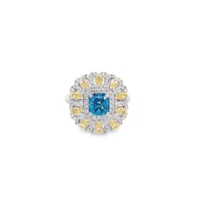 Lab Topaz and Diamond Ring