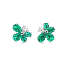 Lab Emerald and Diamond Earrings