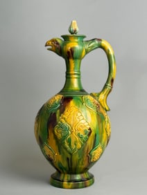Japanese Studio Porcelain Sancai Glazed Ewer, Taisho Period