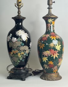 Two Japanese Cloisonne Vases Mounted as Lamp, Meiji Period