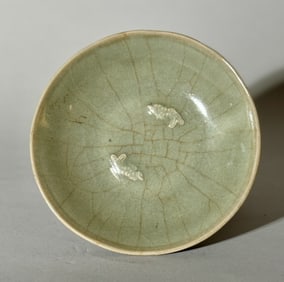 Chinese Celadon Porcelain Dish with Twin Fish