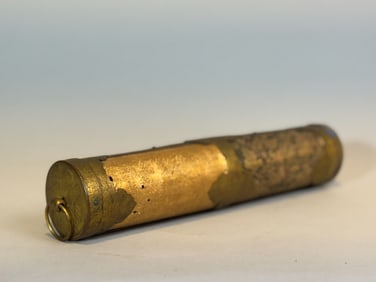 Japanese Buddhist Scroll Holder with Brass Fitting, Edo Period