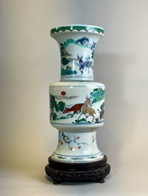 Chinese Doucai Vase with Deer Scene