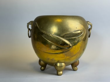 Japanese Bronze Vase with Koi, Meiji Period