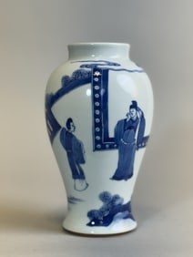 Chinese Blue White Porcelain Vase with Figural Scene