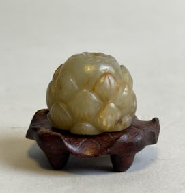 Chinese Celadon Jade Lotus Incenser Holder