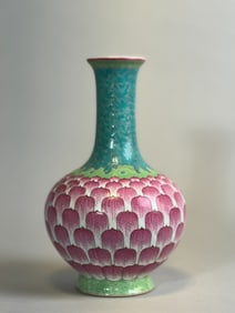 Chinese Porcelain Vase with Lotus Pedals