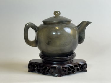 Chinese Hardstone Teapot on Stand