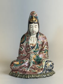 Japanese Kyoto Satsuma Seated Kuanyin, Meiji Period