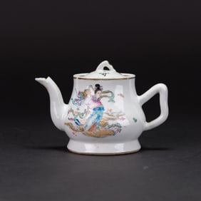 A Chinese Famille Rose 'Figural' Teapot, Republic Period