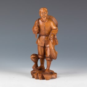 A Boxwood Statue of Figure