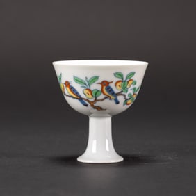 A Doucai 'Bird' Stem Cup, Chenghua Mark