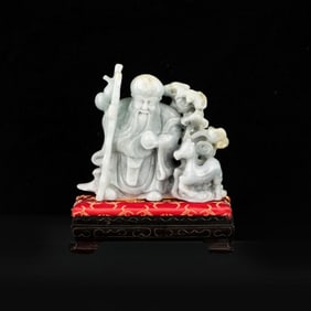 Jadeite Longevity God Statue