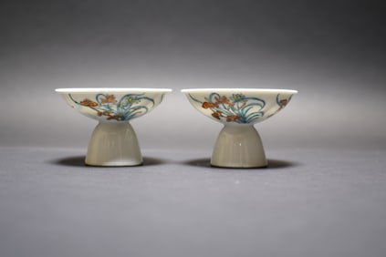 A Pair of Doucai Stem Dishes, Guangxu Mark