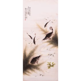 A Famille Rose Porcelain Plaque, Zhushan Bayou