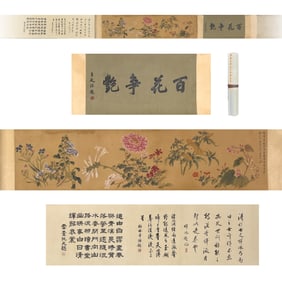 After Yun Shouping (1633-1690), Chinese Painting Hand Scroll of Flowers