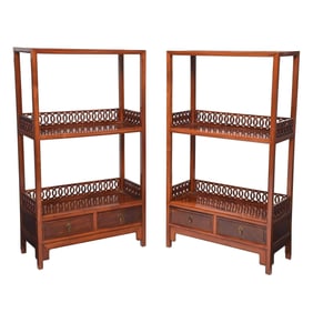 A Pair of Hardwood Display Shelves