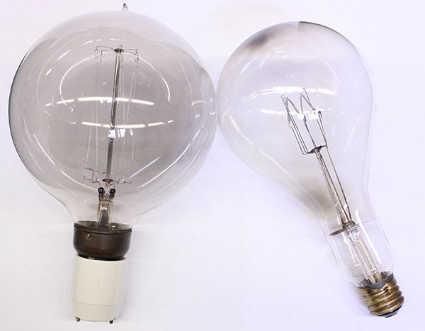 Thomas Edison style light bulbs: (lot of 2) Thomas Edison style light bulbs one marked patented Nov. 8, 1904, Nov. 22 1904