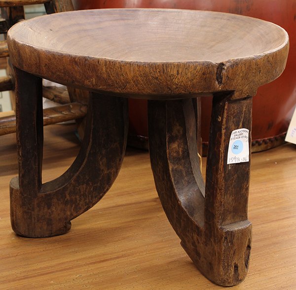 Jimma society, Ethiopia carved cup stool, 1920's: Jimma society, Ethiopia carved cup stool, 1920's, 12.5"h x 16.5"w
