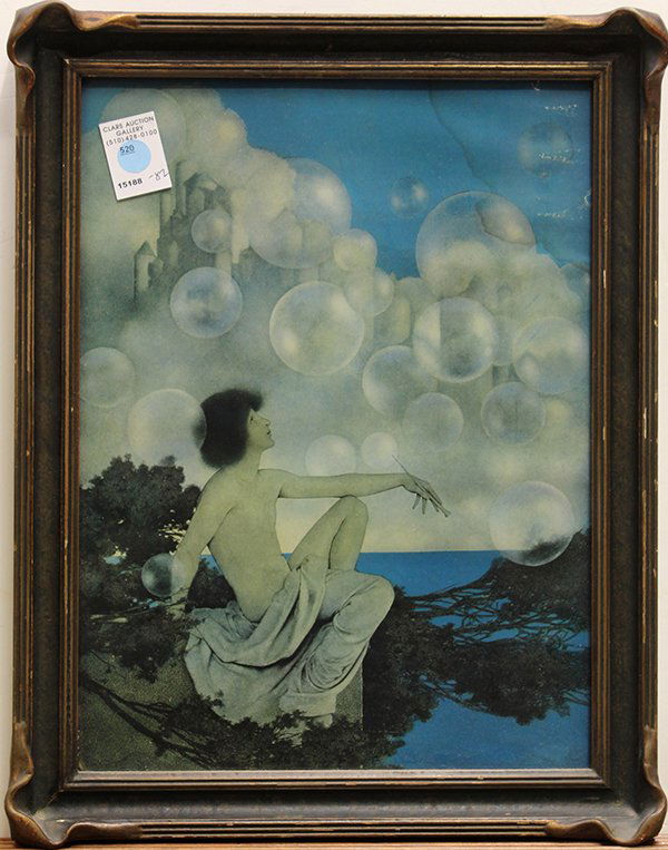 Print, After Maxfield Parrish, Air Castles: After Maxfield Parrish, "Air Castles," print, overall (with vintage frame): 18.5"h x 14.5"w