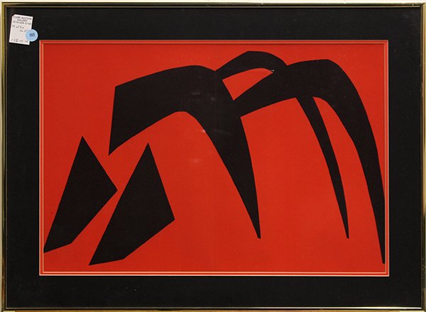 Print, After Alexander Calder, Red and Black: After Alexander Calder (American, 1898-1976), Red and Black, color lithograph, unsigned, overall (framed): 21.5"h x 29.5"w