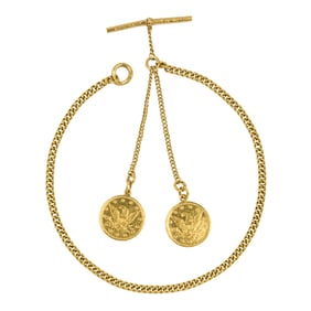 A 22k gold coin watch chain