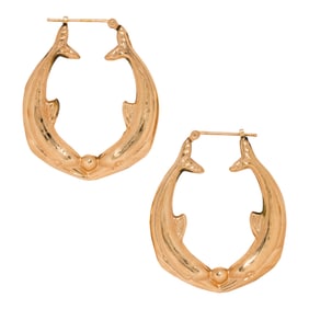 A pair of 14k gold hoop earrings