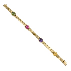 A multi-semi-precious and 18k gold bracelet