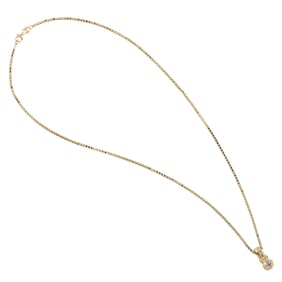 A diamond, iolite, and 14k gold pendant necklace