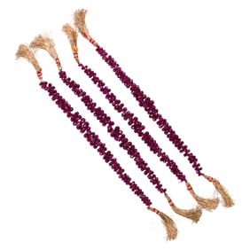 Four ruby briolette hanks